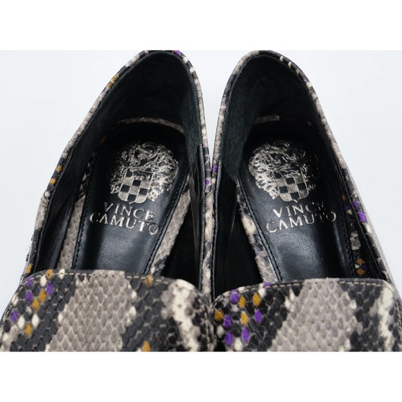 Vince Camuto Loafers Womens 8.5 Jendeya Gray Snake Print Leather Apron Toe Shoes - Picture 8 of 11